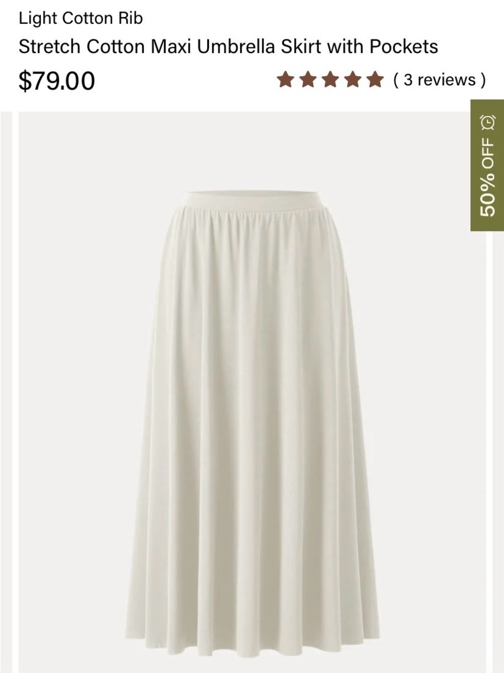 OGL Cream Maxi Umbrella Skirt with Pockets